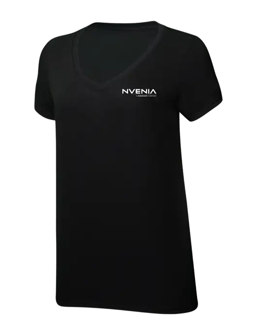 Womens Simply Soft V-Neck Black 4.5oz  Poly/Combed Ring Spun Cotton T-Shirt w/nVenia Logo