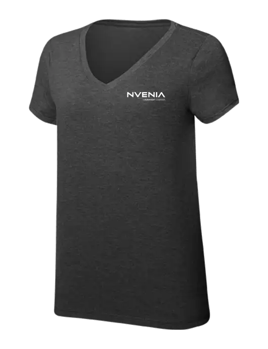 Womens Simply Soft V-Neck Black Frost 4.5oz  Poly/Combed Ring Spun Cotton T-Shirt w/nVenia Logo