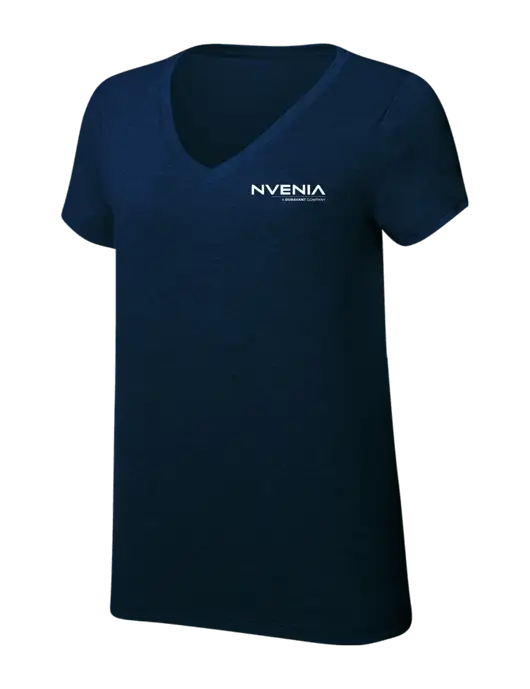 Womens Simply Soft V-Neck New Navy 4.5oz  Poly/Combed Ring Spun Cotton T-Shirt w/nVenia Logo
