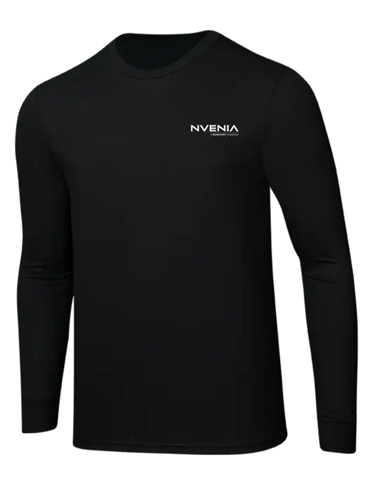 Simply Soft Long Sleeve Black 4.5 oz, Poly/Combed Ring Spun Cotton T-Shirt w/nVenia Logo
