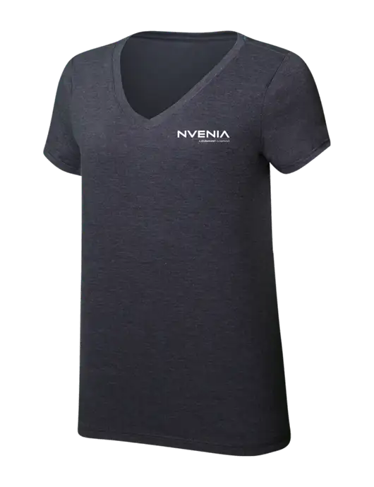 Womens Simply Soft V-Neck Heather Charcoal 4.5oz  Poly/Combed Ring Spun Cotton T-Shirt w/nVenia Logo