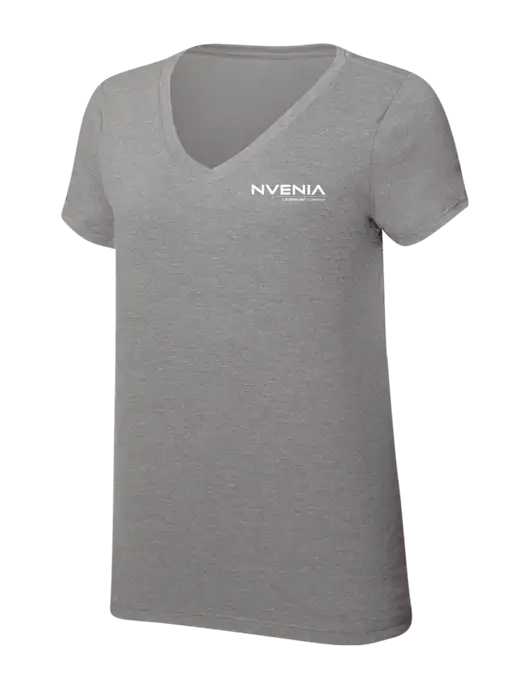 Womens Simply Soft V-Neck Grey Frost 4.5oz  Poly/Combed Ring Spun Cotton T-Shirt w/nVenia Logo