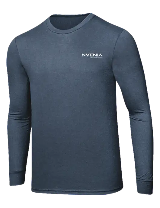 Simply Soft Long Sleeve Navy Frost 4.5 oz, Poly/Combed Ring Spun Cotton T-Shirt w/nVenia Logo