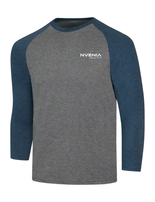 Simply Soft 3/4 Sleeve Navy Frost/Grey Frost Ring Spun Cotton T-Shirt w/nVenia Logo