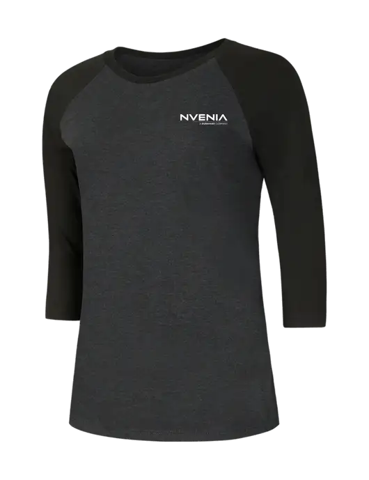 Womens Simply Soft 3/4 Sleeve Black/Black Frost Ring Spun Cotton T-Shirt w/nVenia Logo