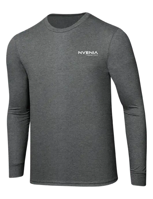 Simply Soft Long Sleeve Medium Grey Frost 4.5 oz, Poly/Combed Ring Spun Cotton T-Shirt w/nVenia Logo
