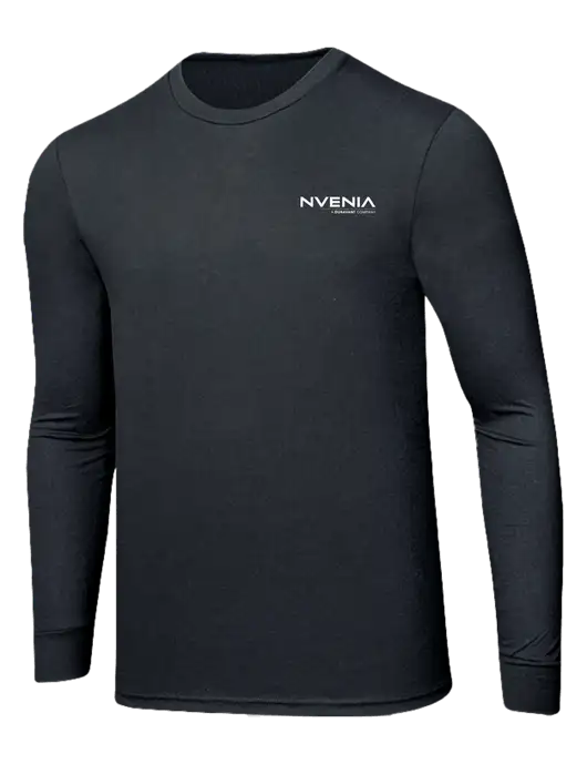 Simply Soft Long Sleeve Black Frost 4.5 oz, Poly/Combed Ring Spun Cotton T-Shirt w/nVenia Logo