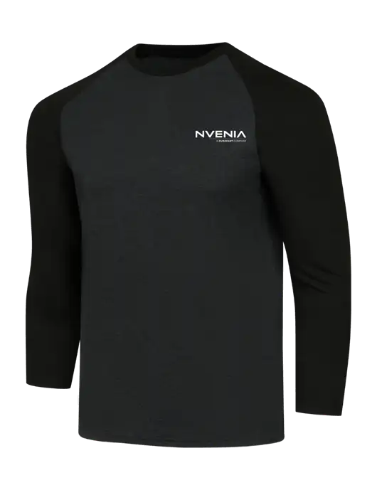 Simply Soft 3/4 Sleeve Black/Black Frost Ring Spun Cotton T-Shirt w/nVenia Logo