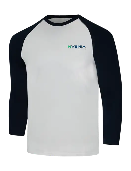 Simply Soft 3/4 Sleeve Black/White Ring Spun Cotton T-Shirt w/nVenia Logo