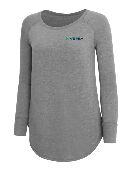 Womens Perfect Wide Collar Tunic Tri-Blend Grey Frost 4.5 oz T-Shirt w/nVenia Logo
