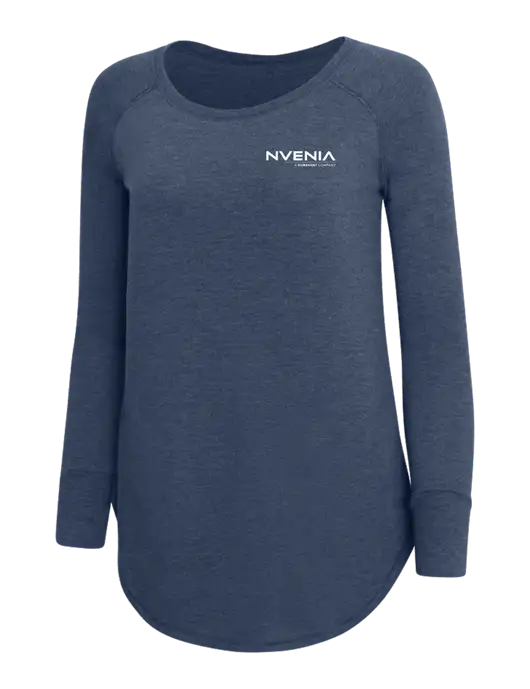 Womens Perfect Wide Collar Tunic Tri-Blend Navy Frost 4.5 oz T-Shirt w/nVenia Logo