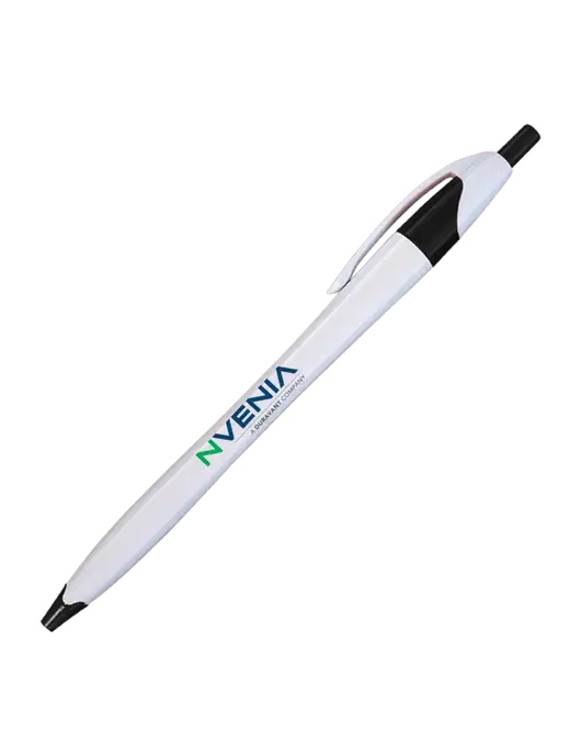 Novella White/Black Classic Pen - Blue Ink w/nVenia Logo