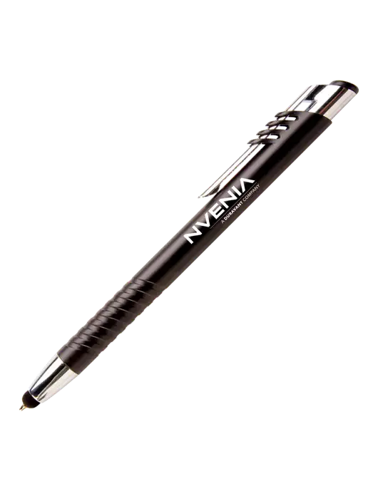 Schirhart Black Stylus Pen - Blue Ink w/nVenia Logo
