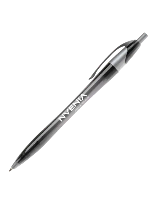 Novella Translucent Black/Silver Jewel Pen - Blue Ink w/nVenia Logo