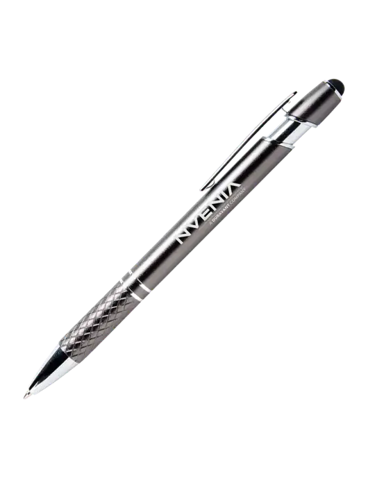 Valencia Gunmetal Stylus Pen - Black Ink w/nVenia Logo
