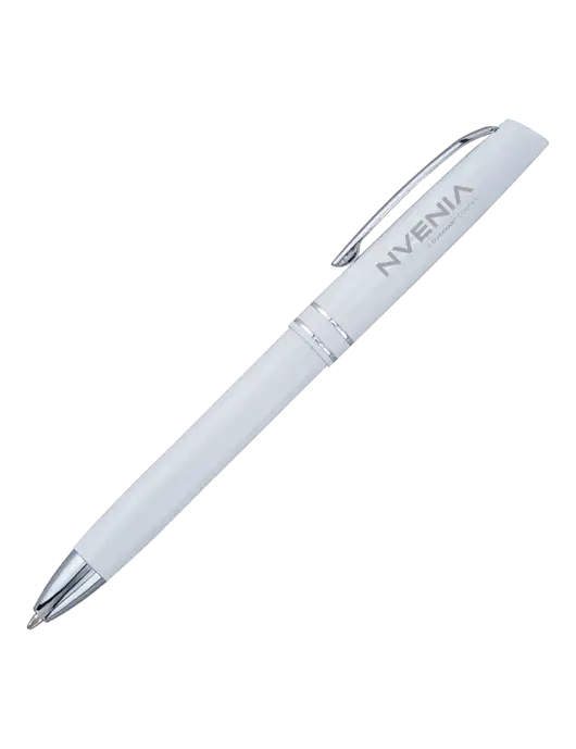 White Anguilla Black Ink Pen w/nVenia Logo
