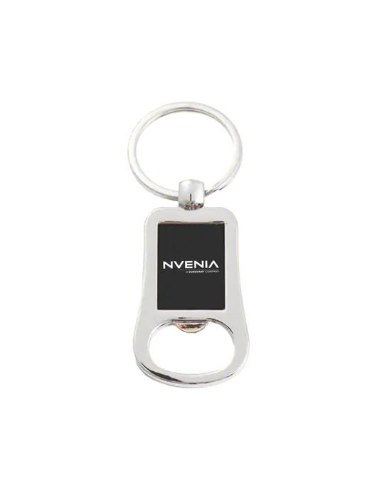 Silver & Black Bottle Opener Keychain w/nVenia Logo