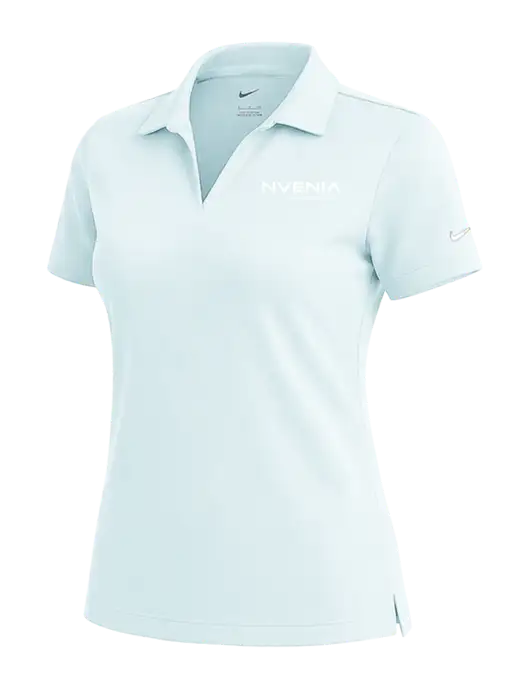 NIKE Very Light Blue Womens Dri-Fit Micro Pique Polo w/nVenia Logo