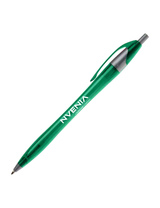 Novella Translucent Green/Silver Jewel Pen - Blue Ink w/nVenia Logo