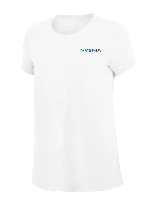 Womens Simply Soft White 4.5oz Poly/Combed Ring Spun Cotton T-Shirt
 w/nVenia Logo