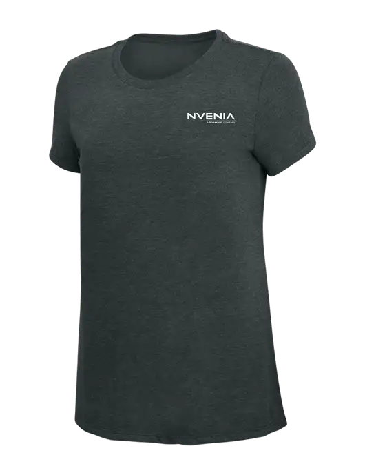 Womens Simply Soft Black Frost 4.5oz Poly/Combed Ring Spun Cotton T-Shirt w/nVenia Logo