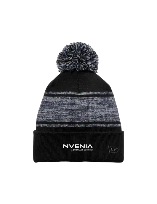 New Era Black/Navy Knit Chilled Pom Beanie w/nVenia Logo