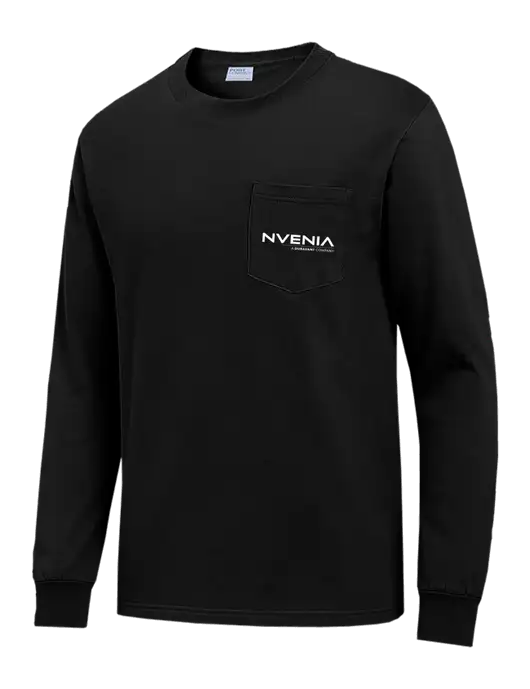 Black Long Sleeve Heavyweight 6.1 oz Pocket T-Shirt w/nVenia Logo