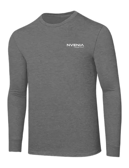 Core Blend Medium Grey Heather Long Sleeve Tee w/nVenia Logo