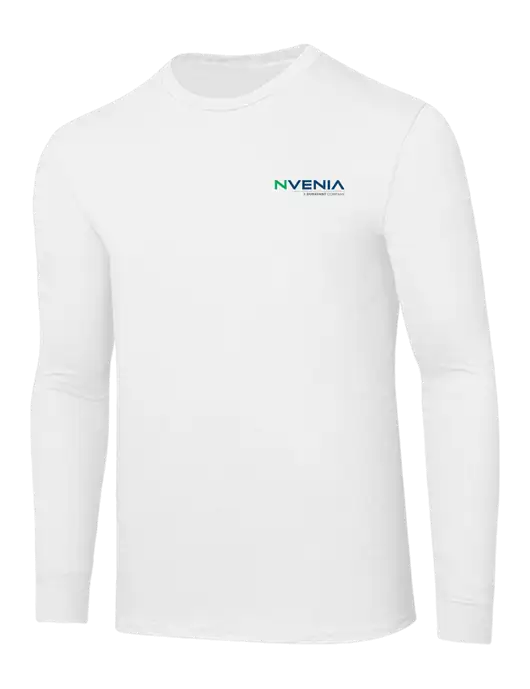Core Blend White Long Sleeve Tee w/nVenia Logo