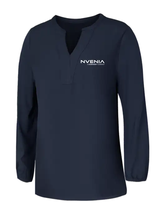 Mercer+Mettle Womens Navy Stretch Crepe 3/4 Sleeve Blouse w/nVenia Logo