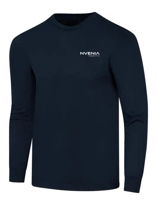 Simply Soft Long Sleeve Navy 4.5 oz, Poly/Combed Ring Spun Cotton T-Shirt w/nVenia Logo