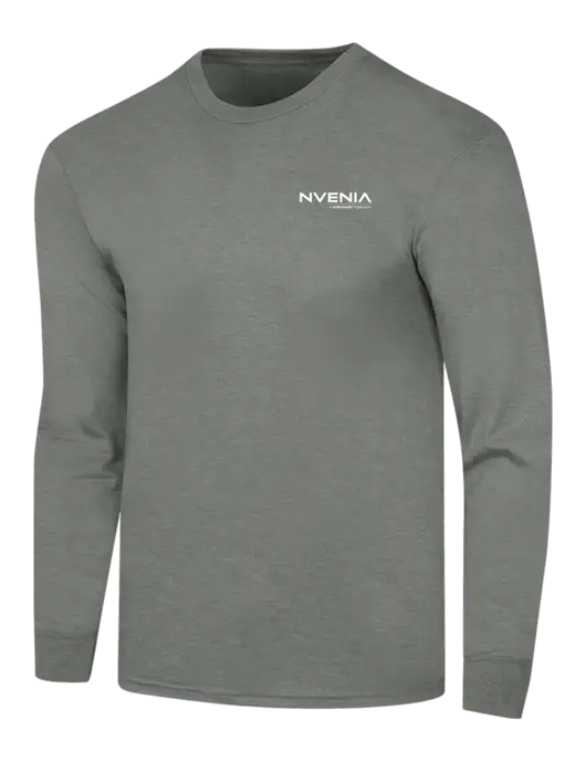 Simply Soft Long Sleeve Heathered Charcoal 4.5 oz, Poly/Combed Ring Spun Cotton T-Shirt w/nVenia Logo