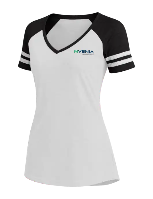 Womens White/Black V-Neck Game Tee w/nVenia Logo
