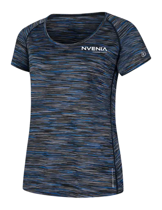 OGIO Womens Black/Royal Space Dye Verge Scoop Neck w/nVenia Logo