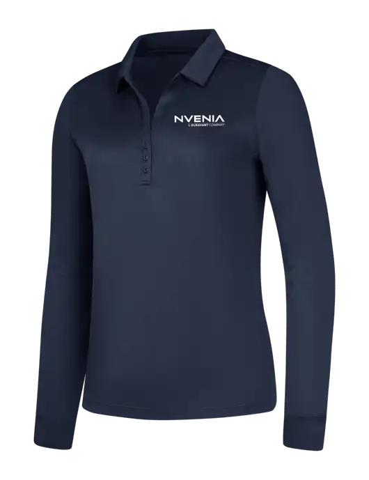 Womens Navy Silk Touch Performance Long Sleeve Polo w/nVenia Logo