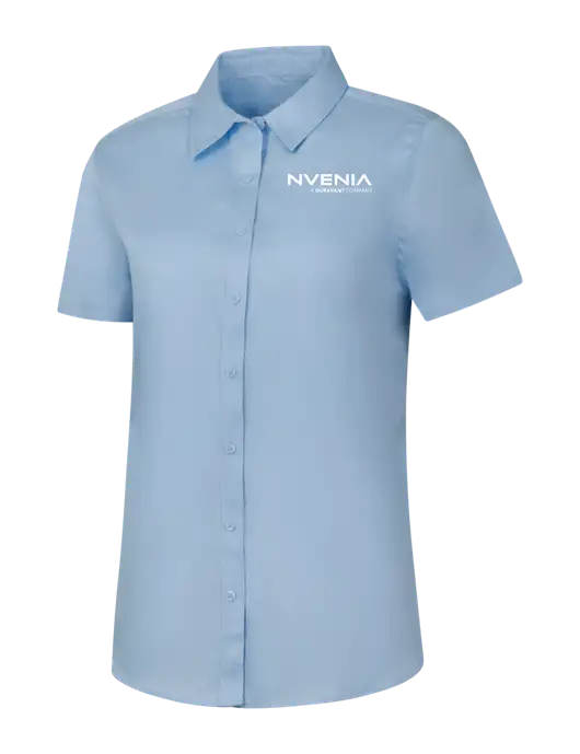 Womens Light Blue Short Sleeve Superpro React Twill Shirt w/nVenia Logo