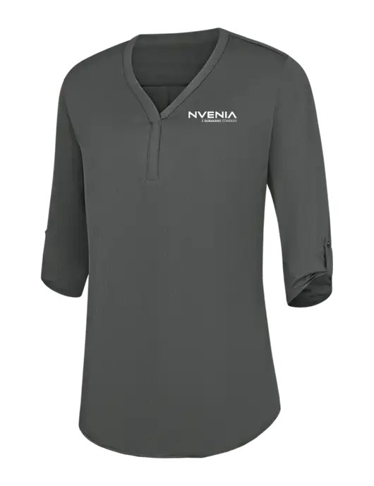Womens Dark Grey City Stretch 3/4-Sleeve Tunic w/nVenia Logo
