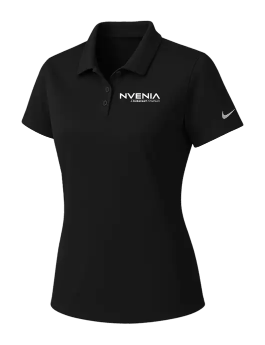 Nike Womens Black Dry Essential Solid Polo w/nVenia Logo
