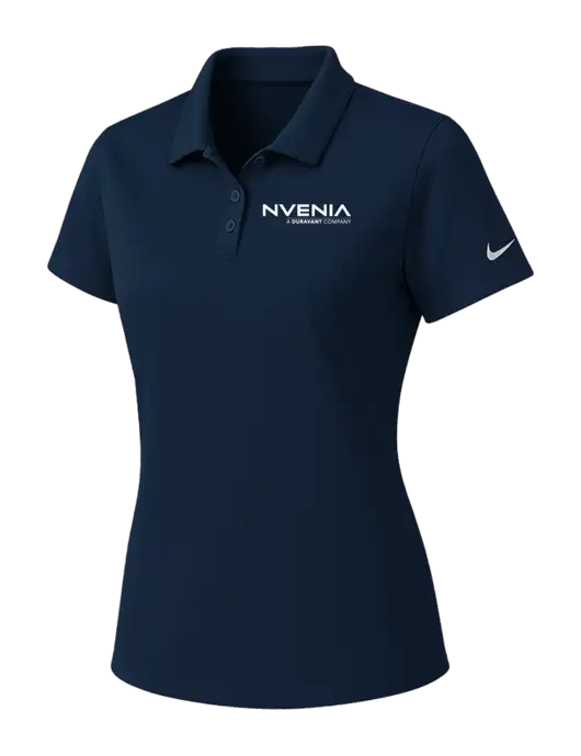 Nike Womens Navy Dry Essential Solid Polo w/nVenia Logo