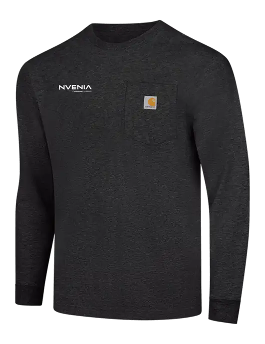 Carhartt Dark Grey Heather Workwear Pocket Long Sleeve T-Shirt w/nVenia Logo
