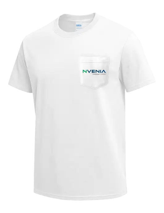 White Heavyweight 6.1 oz Pocket T-Shirt w/nVenia Logo