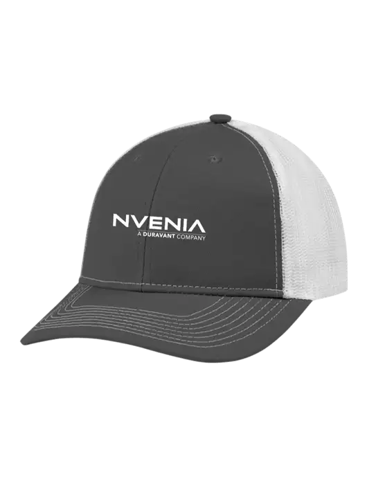 Snapback Ponytail Trucker Cap Dark Grey w/White Mesh w/nVenia Logo