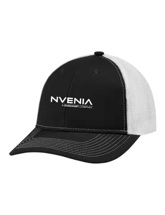 Snapback Ponytail Trucker Cap Black w/White Mesh w/nVenia Logo