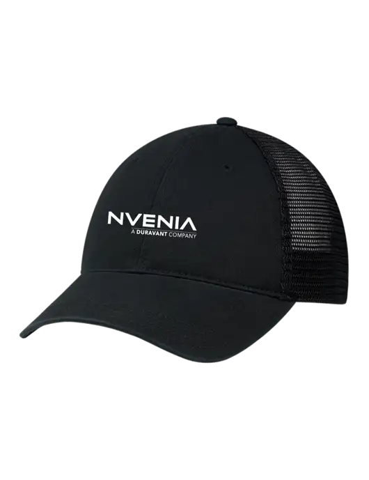 Richardson 111 Garment Washed Trucker Cap Black w/Black Mesh w/nVenia Logo