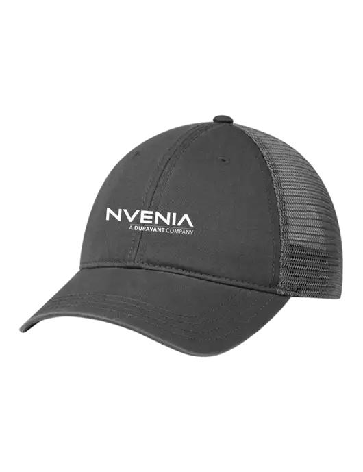 Richardson 111 Garment Washed Trucker Cap Charcoal w/Charcoal Mesh w/nVenia Logo