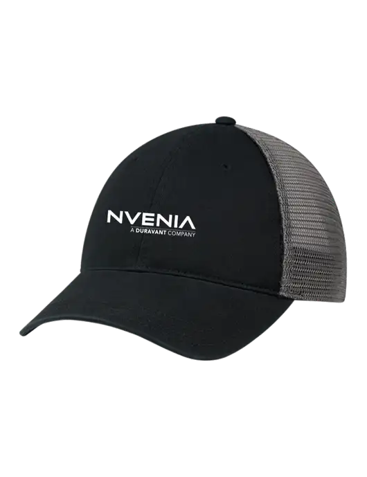 Richardson 111 Garment Washed Trucker Cap Black w/Charcoal Mesh w/nVenia Logo