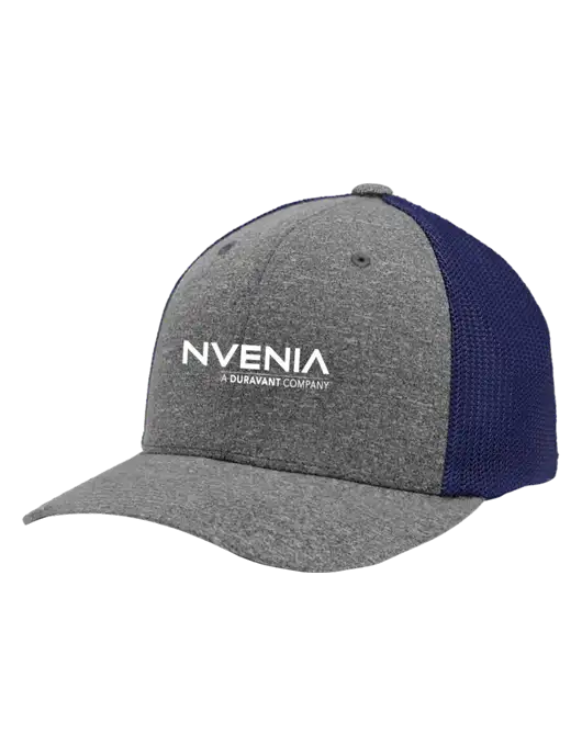 Flexfit Navy/Medium Grey Heather Melange Mesh Back Trucker Cap w/nVenia Logo