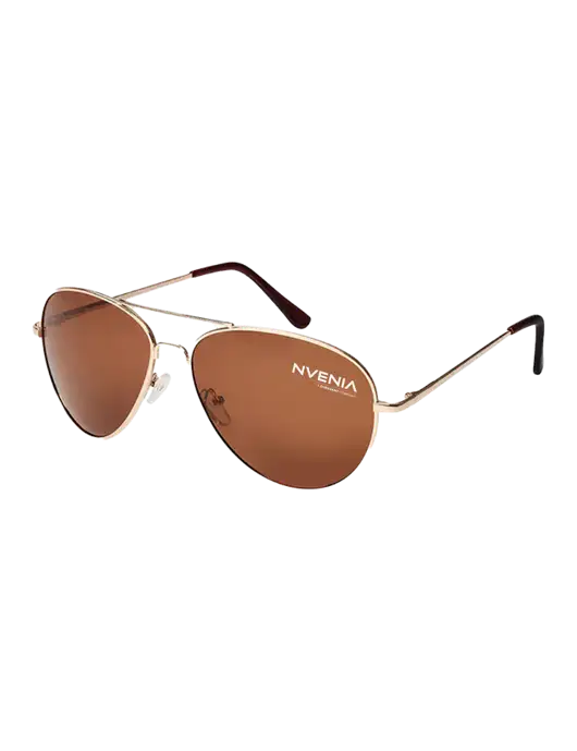 Aviator Coffee Brown with Gold Sunglasses  w/nVenia Logo
