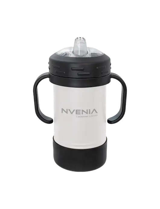 Polar Camel 10 oz Powder Coated White Sippy Cup w/nVenia Logo