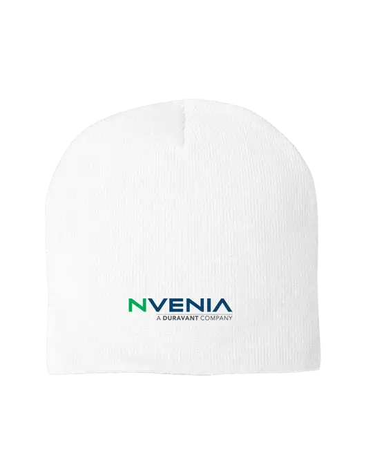 Solid White Element Knit Beanie w/nVenia Logo
